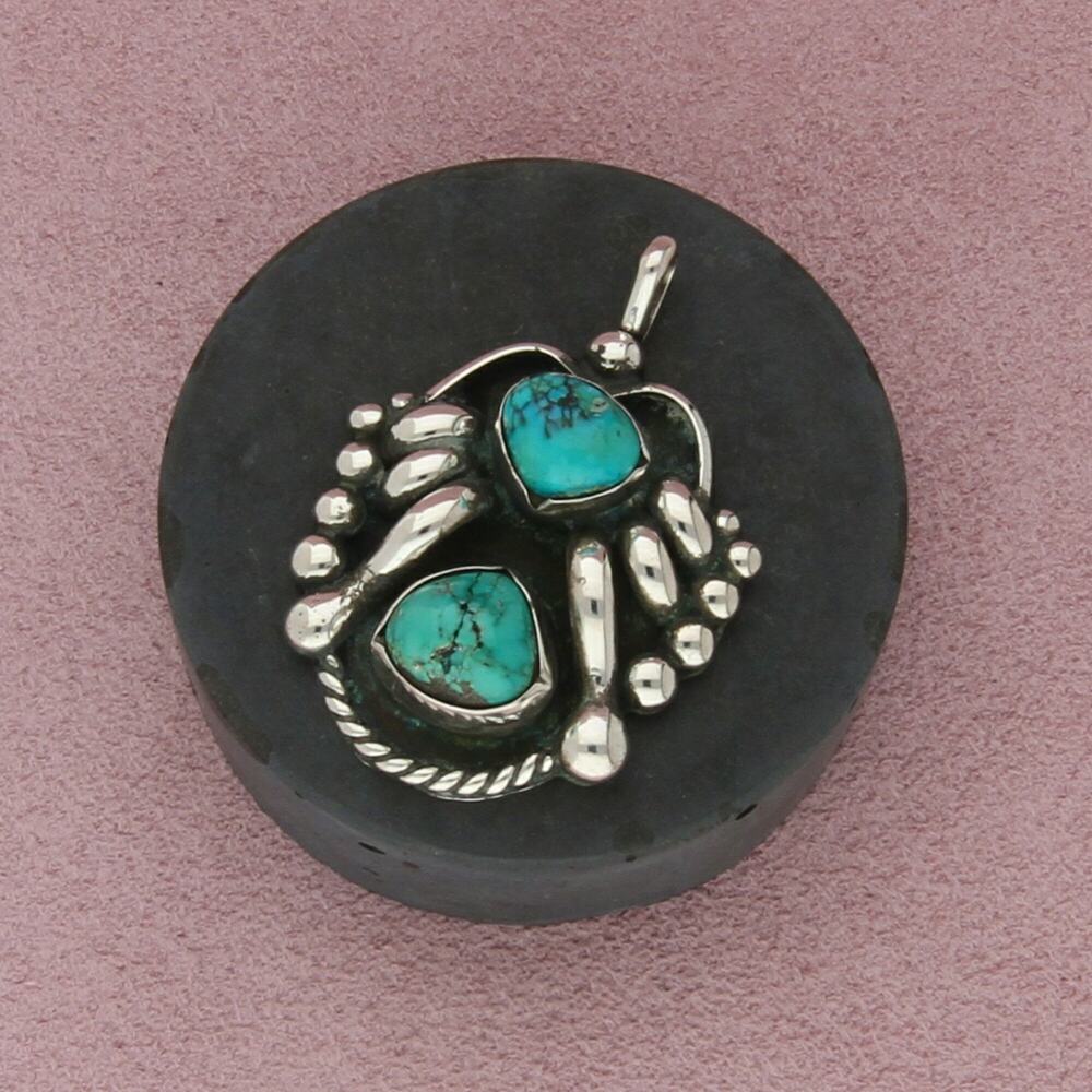 navajo sterling silver vintage beaded turquoise pendant